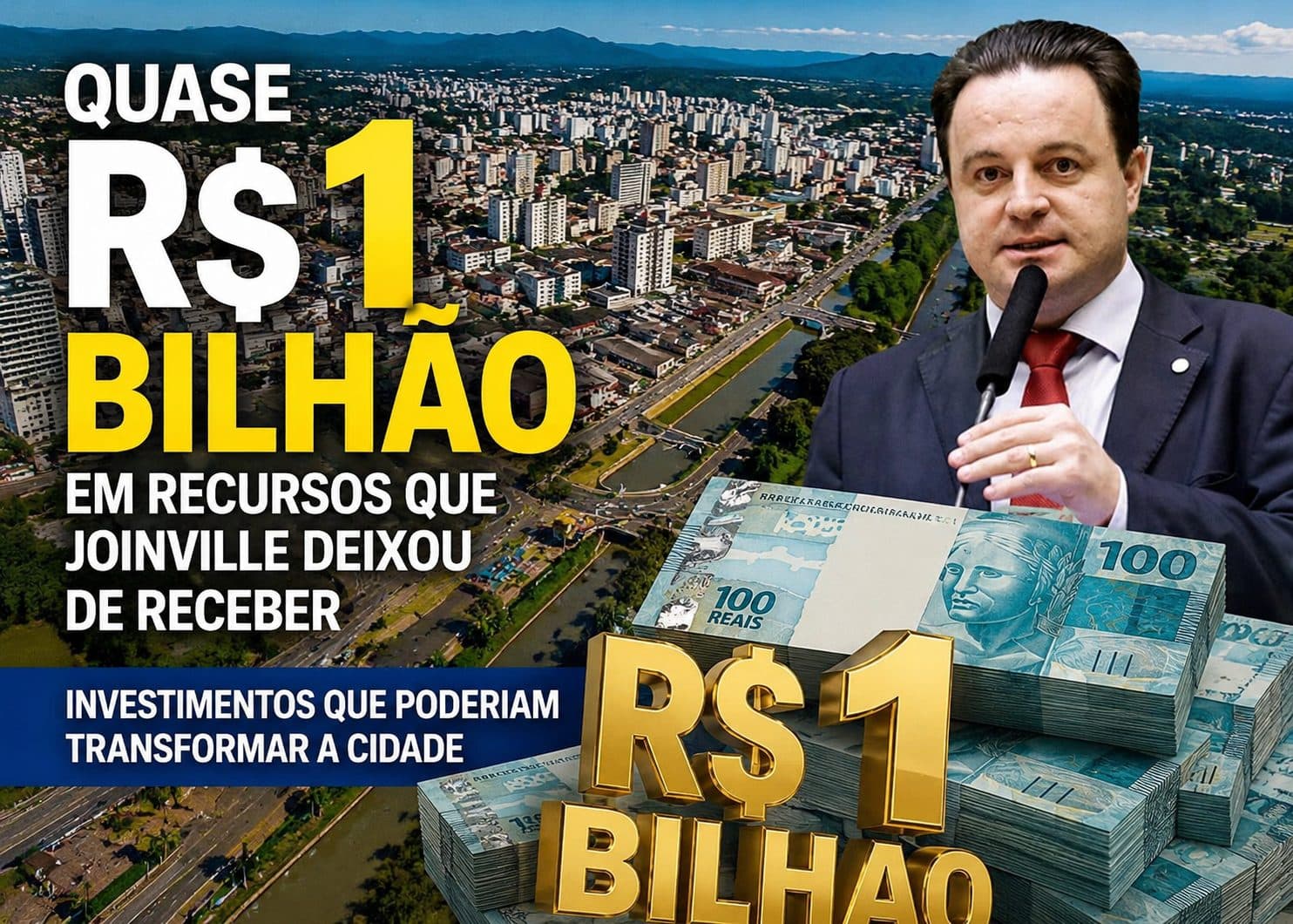Perda de quase R$ 1 bilhão em recursos expõe desafio da representatividade política de Joinville