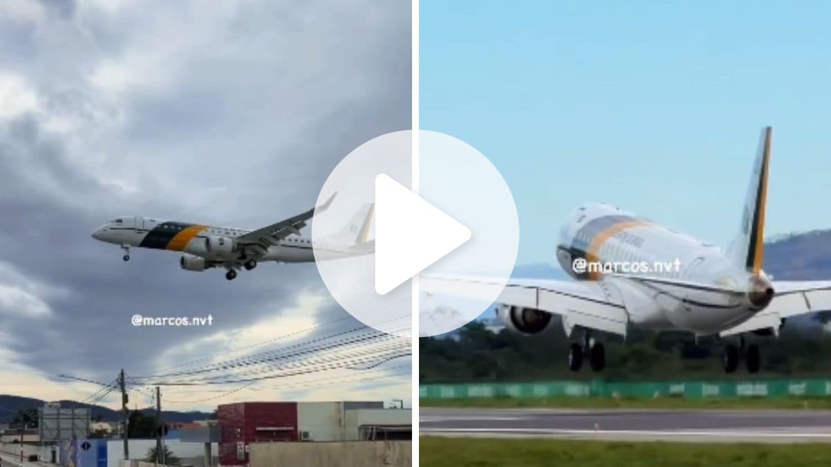 VÍDEO: Avião com comitiva do presidente Lula chega a SC