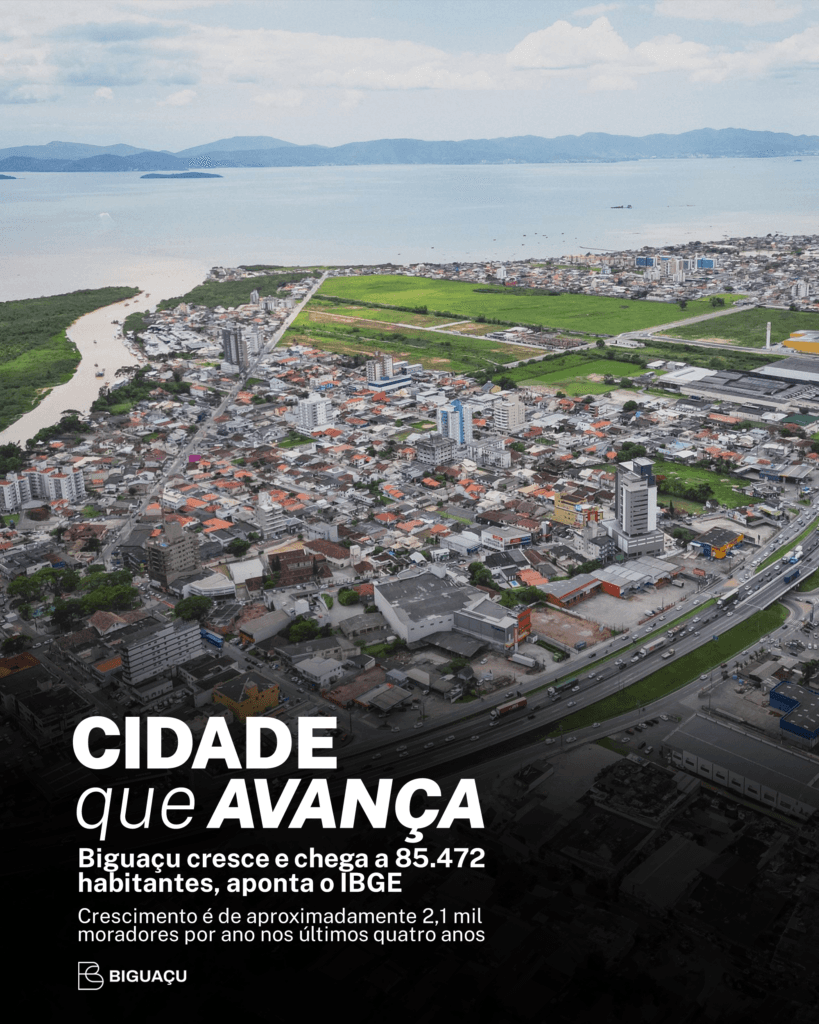 Biguaçu cresce e chega a 85.472 habitantes, aponta o IBGE