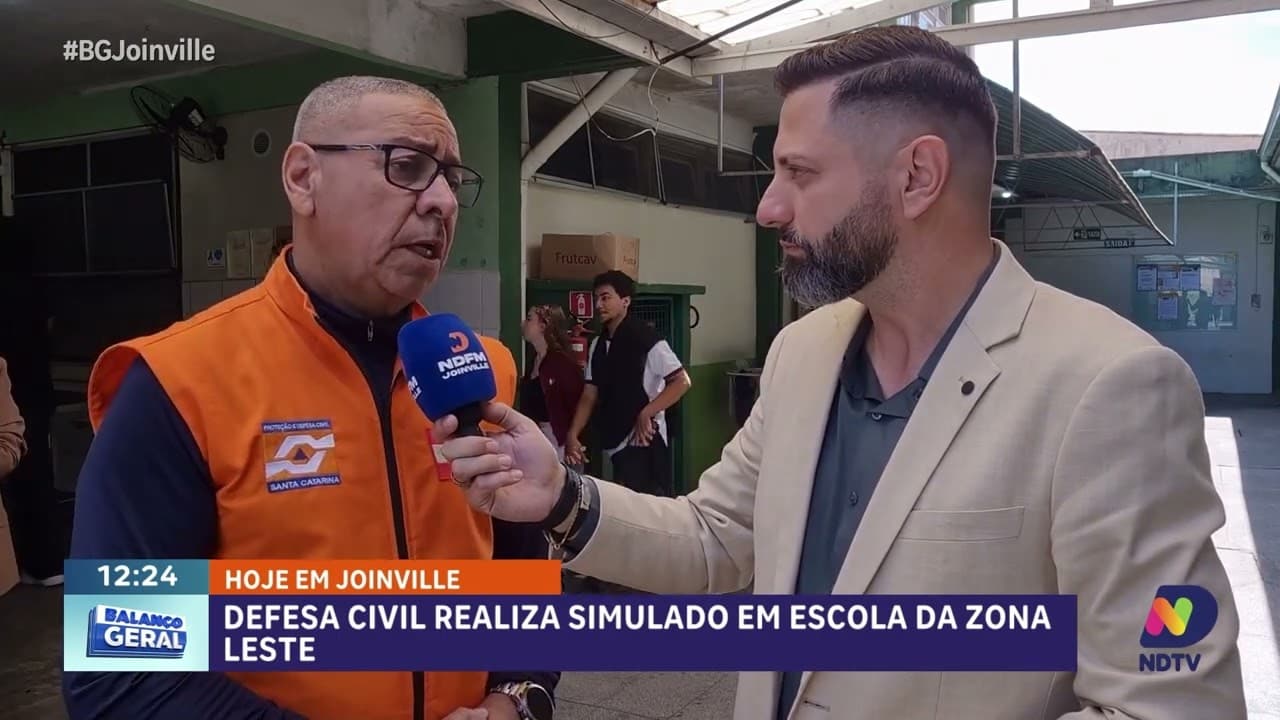 Defesa Civil realiza simulado de prevenção de incêndio em escola de Joinville