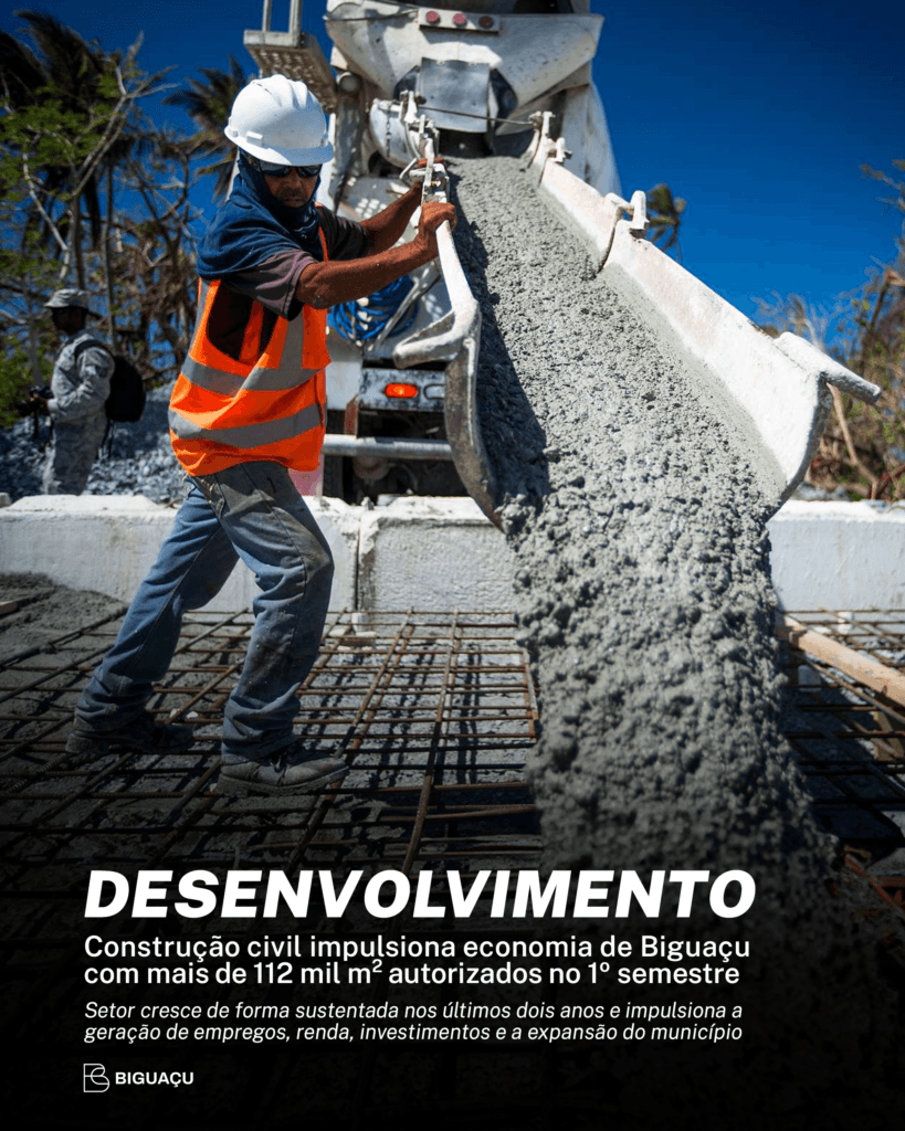 Construção civil impulsiona economia de Biguaçu com mais de 112 mil m² autorizados no 1º semestre