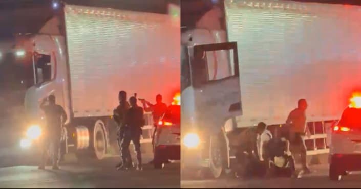 Caminhoneiro de 71 anos é preso em SC após perseguição, arrastando moto e ignorando bloqueio policial